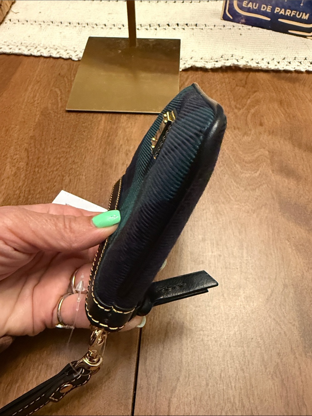 Dooney & Bourke Green and Black Plaid Wristlet - Picture 7 of 10